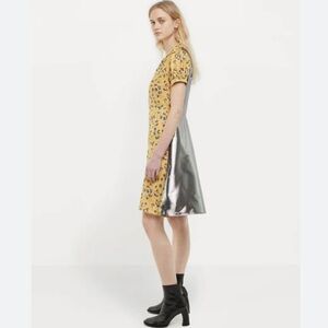 JUNYA WATANABE COMME DES GARCONS yellow silver floral print DRESS 2015, size L